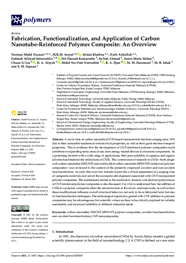 (PDF) Fabrication, Functionalization, and Application of Carbon ...