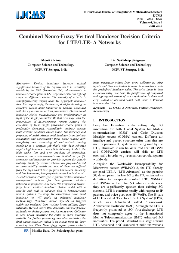 (PDF) Combined Neuro-Fuzzy Vertical Handover Decision Criteria for LTE ...