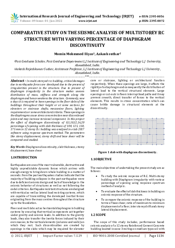 (PDF) COMPARATIVE STUDY ON THE SEISMIC ANALYSIS OF MULTISTOREY RC ...