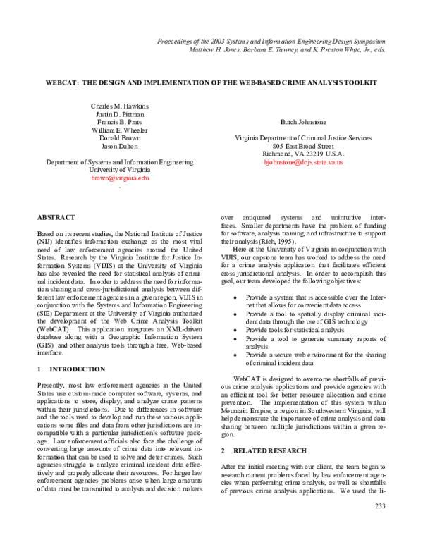 (PDF) Webcat: the design and implementation of the Web-based crime ...