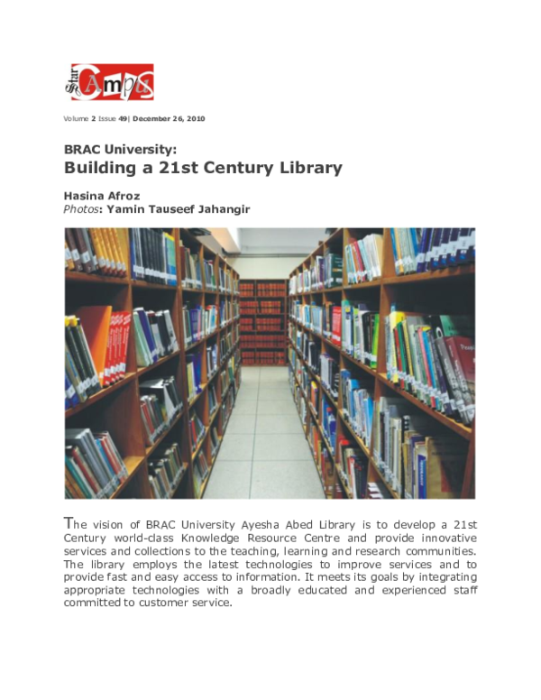 (PDF) BRAC University: building a 21st century library
