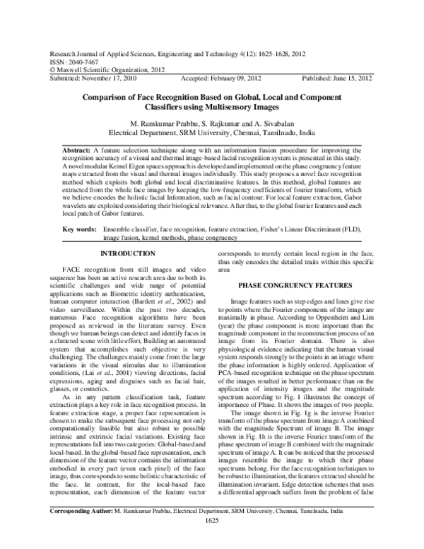 (PDF) Comparison of Face Recognition Based on Global, Local and ...