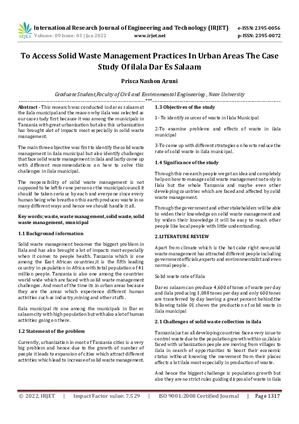 (PDF) To Access Solid Waste Management Practices In Urban Areas The ...