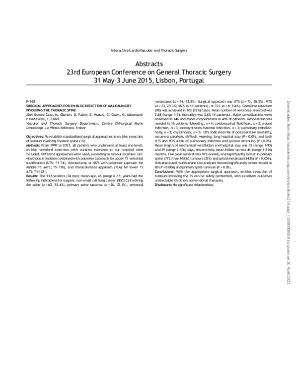 (PDF) F-142SURGICAL Approaches for En-Bloc Resection of Malignancies ...