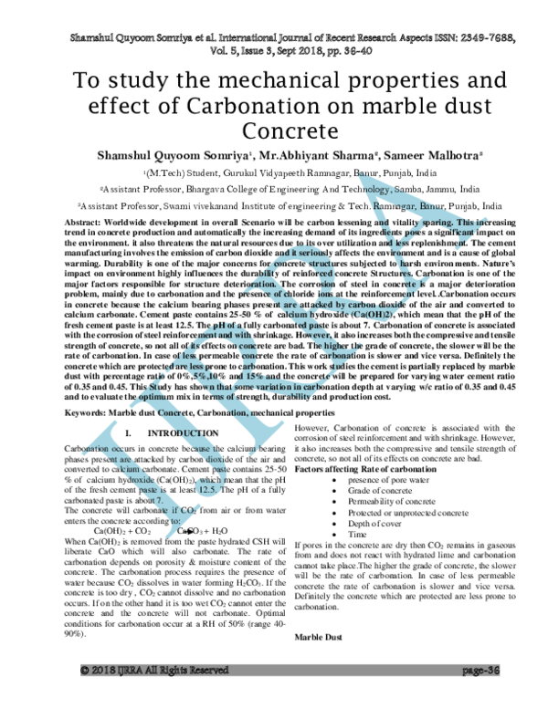 (PDF) To study the mechanical properties and effect of Carbonation on ...