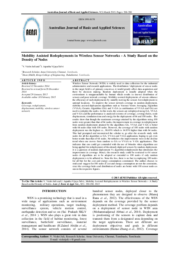 (PDF) Mobility Assisted Redeployments in Wireless Sensor Networks-A ...