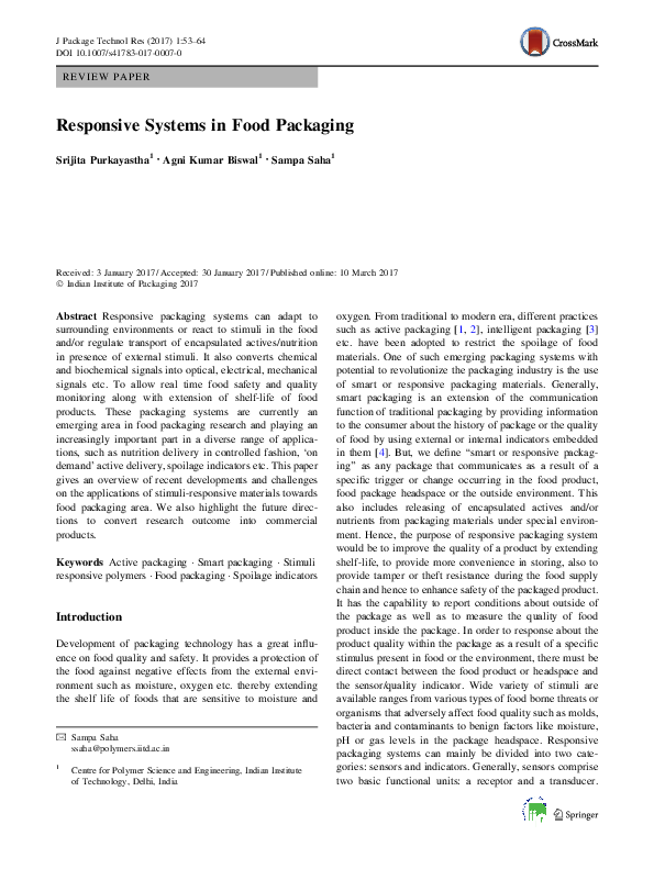 (PDF) Responsive Systems in Food Packaging