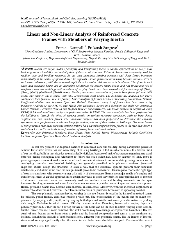 (PDF) Linear and Non-Linear Analysis of Reinforced Concrete Frames with ...