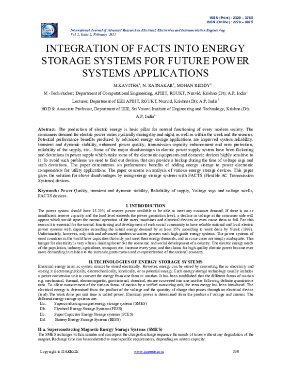 (PDF) Integration of FACTS into energy storage systems for future power ...