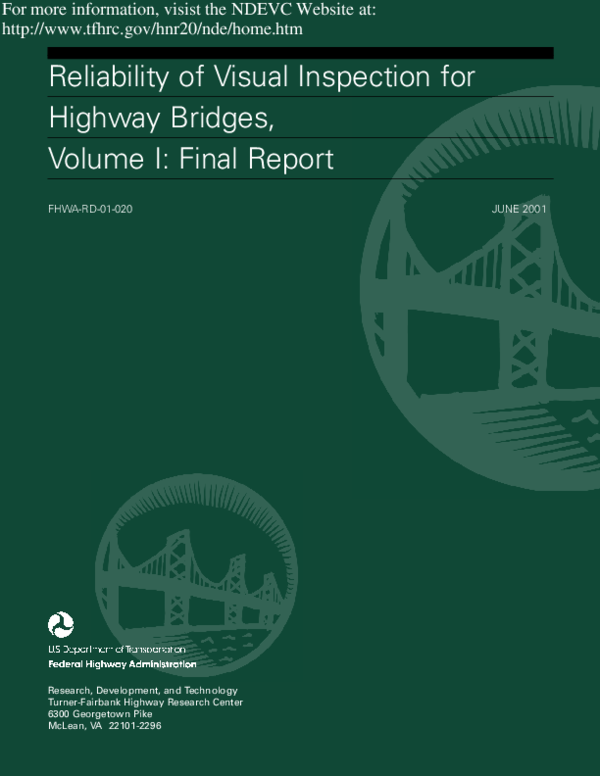 (PDF) Reliability of visual inspection for highway bridges, volume I ...