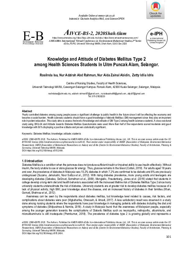 (PDF) Knowledge and Attitude of Diabetes Mellitus Type 2 among Health ...