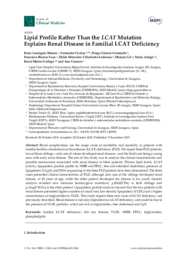 (PDF) Lipid Profile Rather Than the LCAT Mutation Explains Renal ...