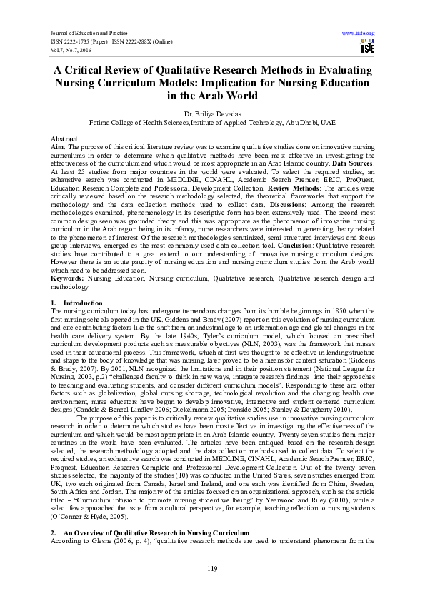 (PDF) A Critical Review of Qualitative Research Methods in Evaluating ...