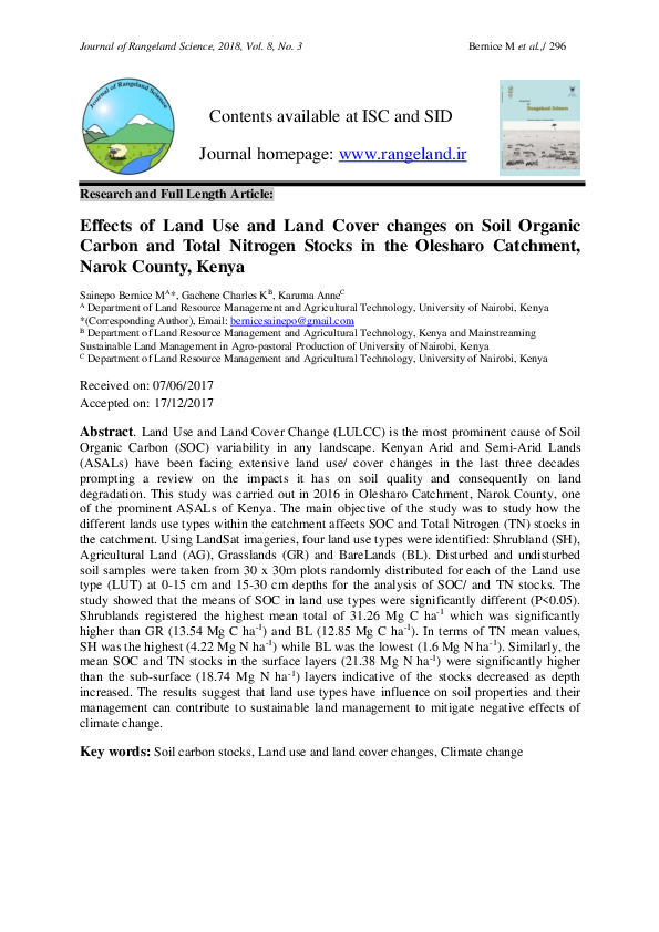 (PDF) Effects of Land Use and Land Cover changes on Soil Organic Carbon ...