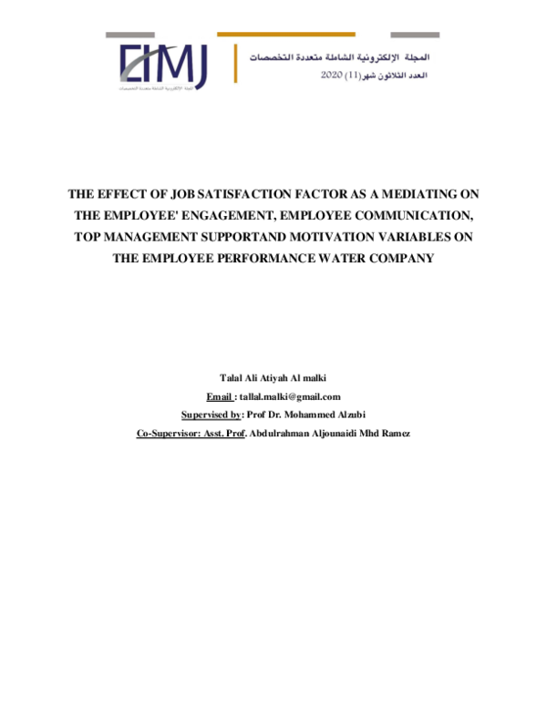 (PDF) The Effect of Job Satisfaction Factor as a Mediating on the ...
