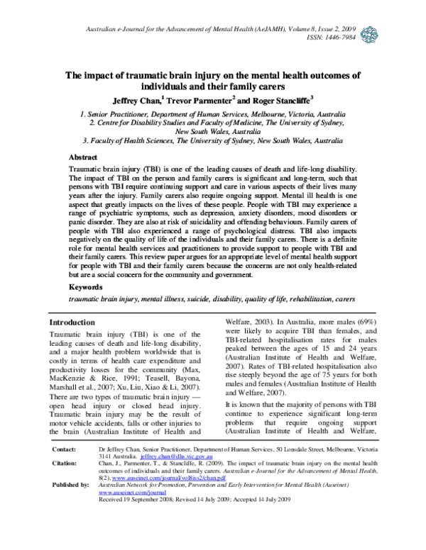 (PDF) The impact of traumatic brain injury on the mental health ...