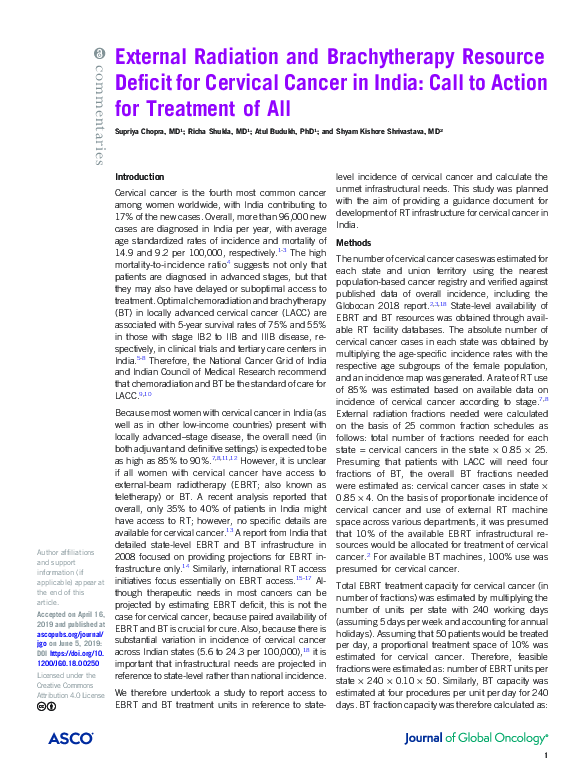 (PDF) External Radiation and Brachytherapy Resource Deficit for ...