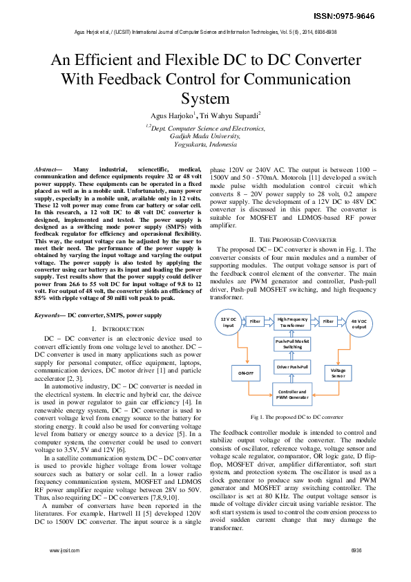 (PDF) An Efficient and Flexible DC to DC Converter With Feedback ...