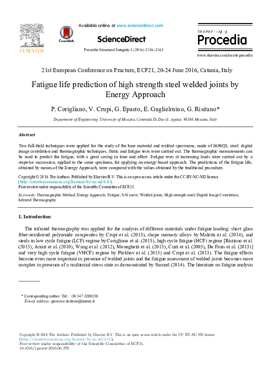 (PDF) Fatigue life prediction of high strength steel welded joints by ...