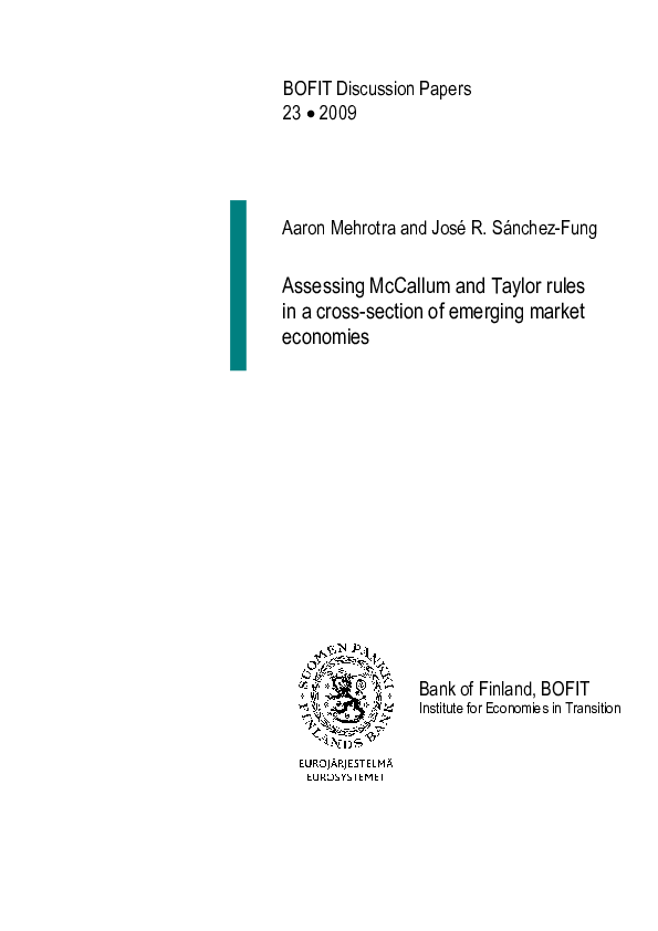(PDF) Assessing McCallum and Taylor rules in a cross-section of ...