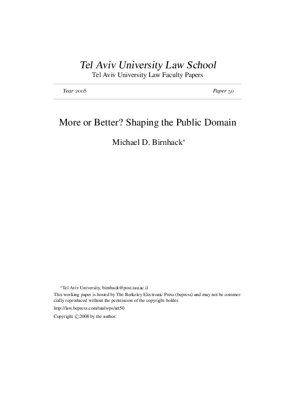 (PDF) Year Paper More or Better ? Shaping the Public Domain