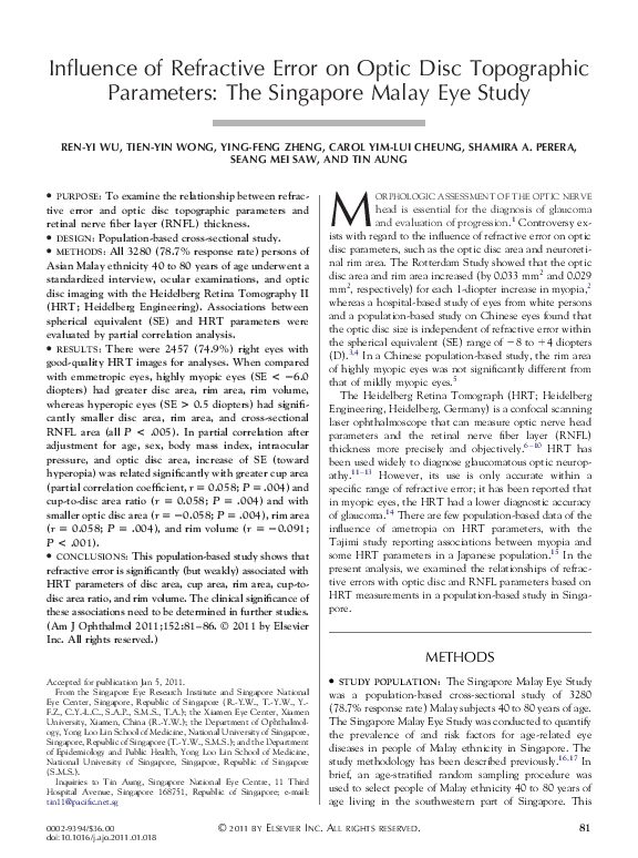 (PDF) Influence of Refractive Error on Optic Disc Topographic ...