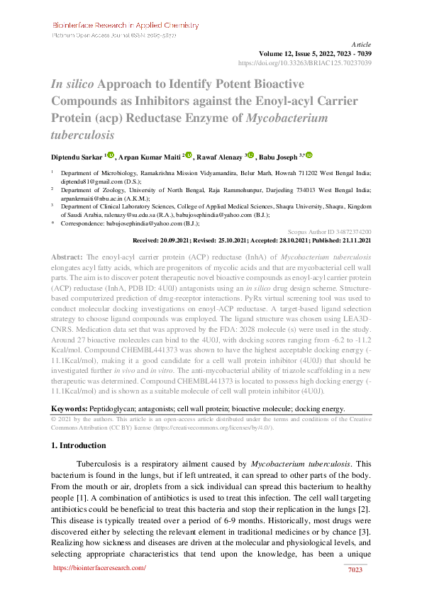 (PDF) In silico Approach to Identify Potent Bioactive Compounds as ...