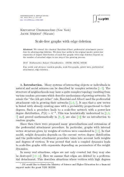 (PDF) Scale-free graphs with edge deletion