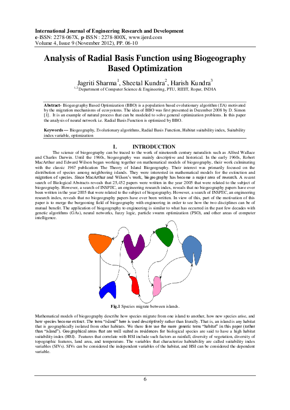 (PDF) Analysis of Radial Basis Function using Biogeography Based ...