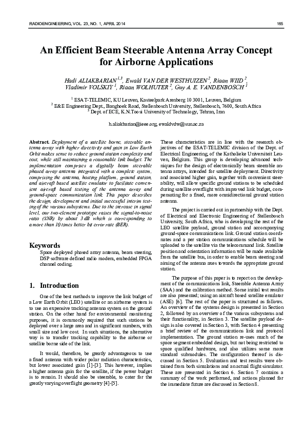 (PDF) An Efficient Beam Steerable Antenna Array Concept for Airborne ...