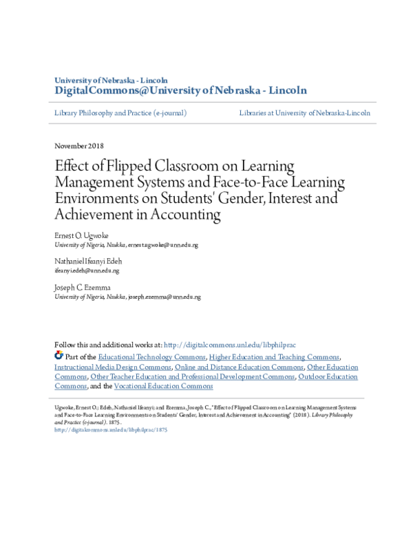 (PDF) Effect of Flipped Classroom on Learning Management Systems and ...