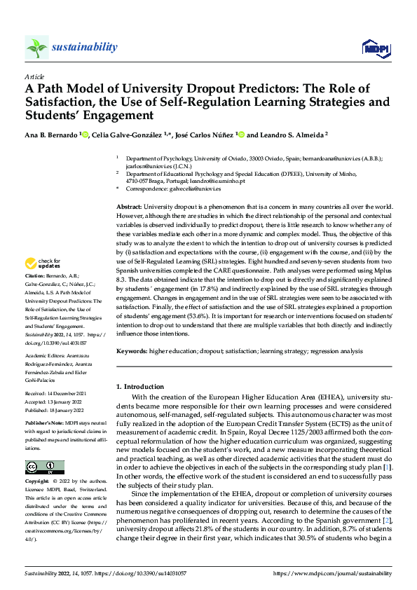 (PDF) A Path Model of University Dropout Predictors: The Role of ...