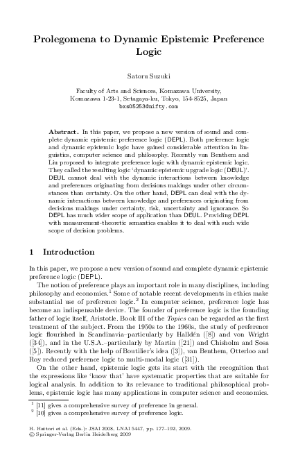 (PDF) Prolegomena to Dynamic Epistemic Preference Logic
