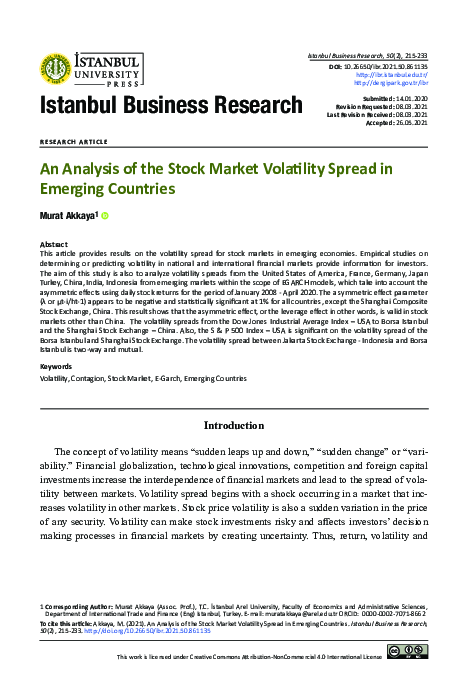 (PDF) An Analysis of the Stock Market Volatility Spread in Emerging ...