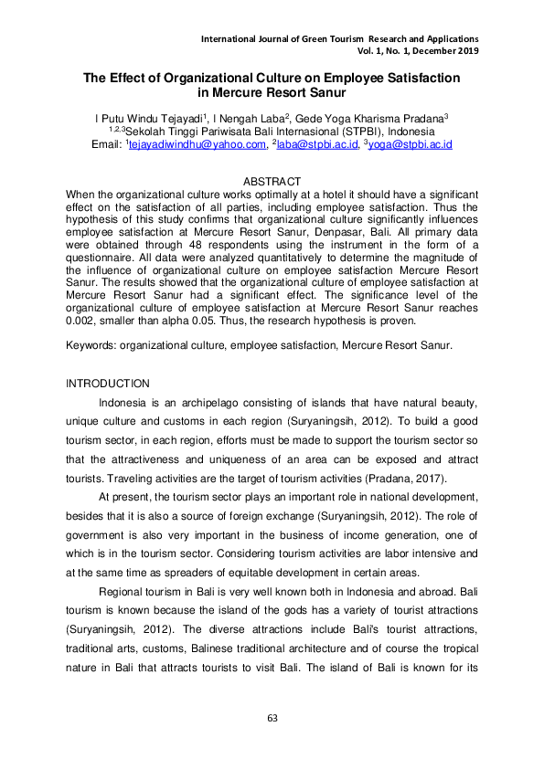 (PDF) The Effect of Organizational Culture on Employees Performance in ...