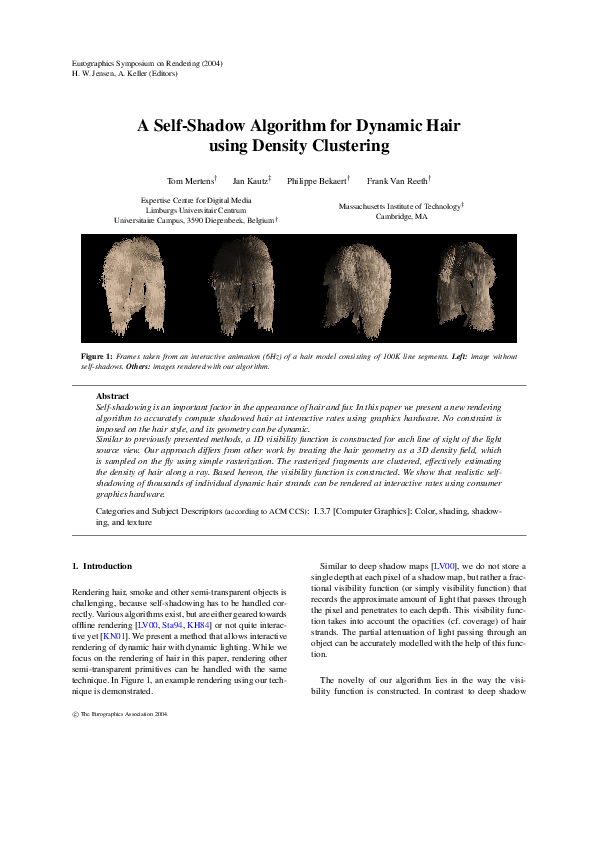 (PDF) A self-shadow algorithm for dynamic hair using density clustering
