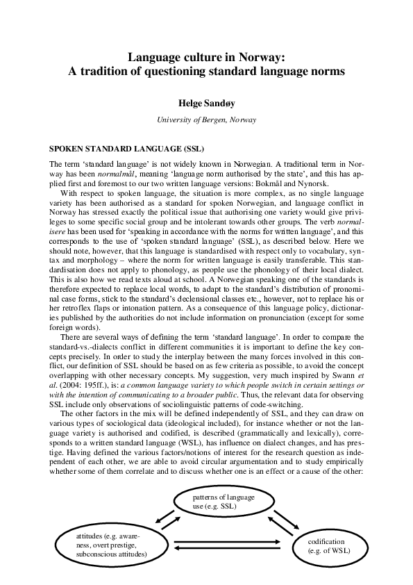 (PDF) Language culture in Norway: A tradition of questioning standard ...