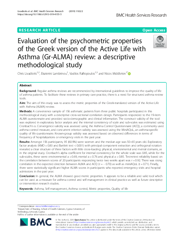 (PDF) Evaluation of the Psychometric Properties of the Greek Version of ...