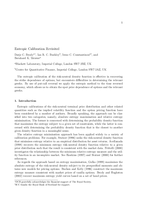 (PDF) Entropic calibration revisited
