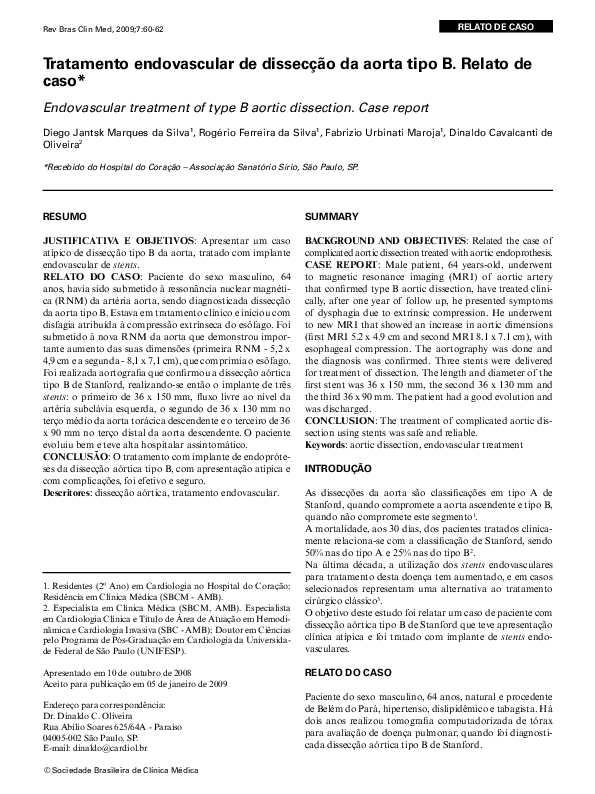 (PDF) Endovascular Treatment of Type B Aortic Dissection: The Challenge ...