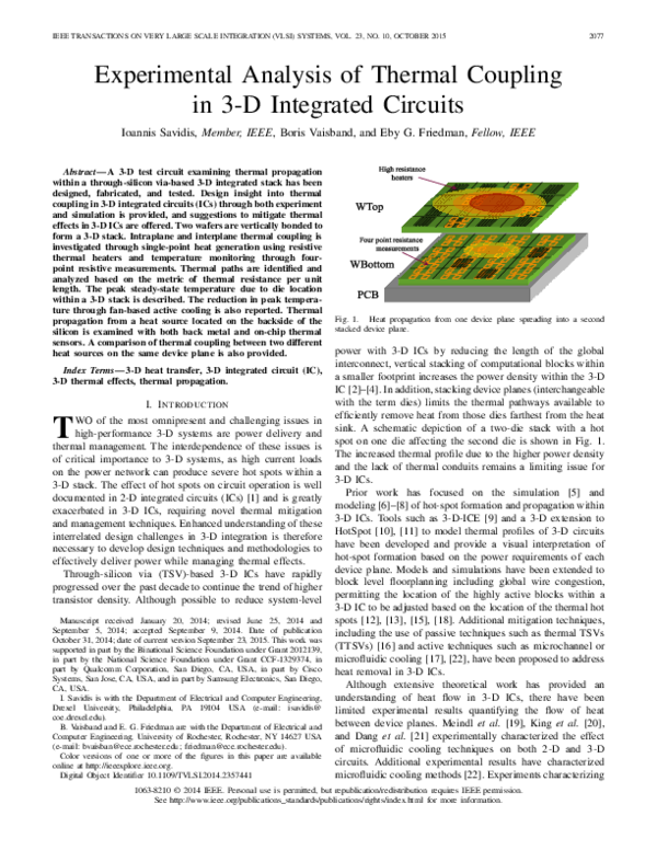(PDF) Experimental Analysis of Thermal Coupling in 3-D Integrated Circuits
