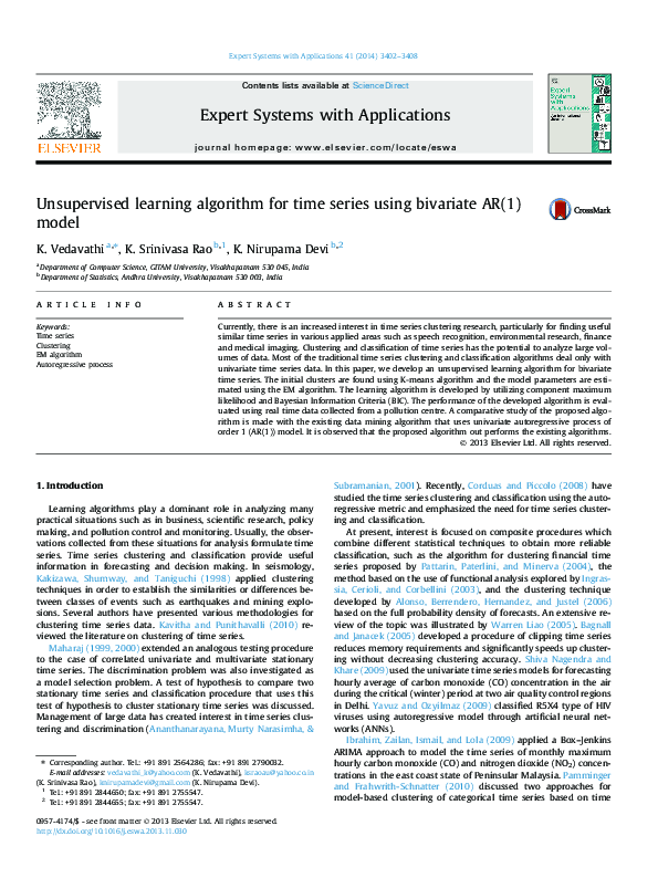 (PDF) Unsupervised learning algorithm for time series using bivariate ...