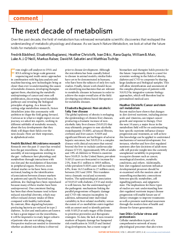 (PDF) The next decade of metabolism