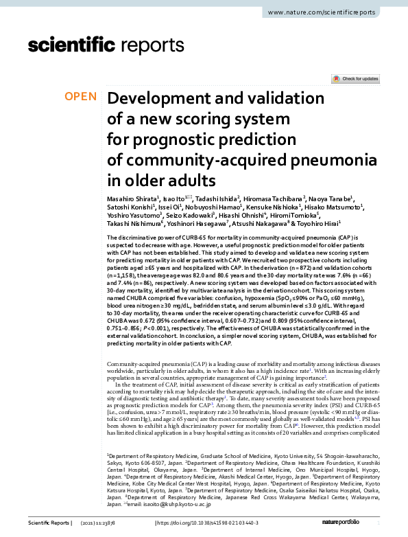 (PDF) Development and validation of a new scoring system for prognostic ...