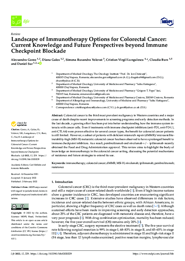 (PDF) Landscape of Immunotherapy Options for Colorectal Cancer: Current ...