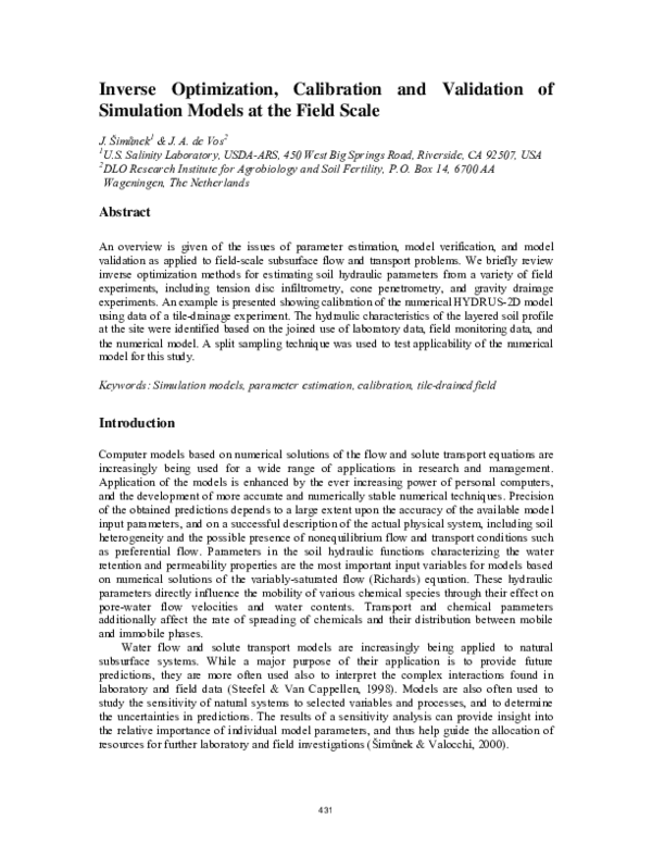 (PDF) Inverse optimization, calibration and validation of simulation ...
