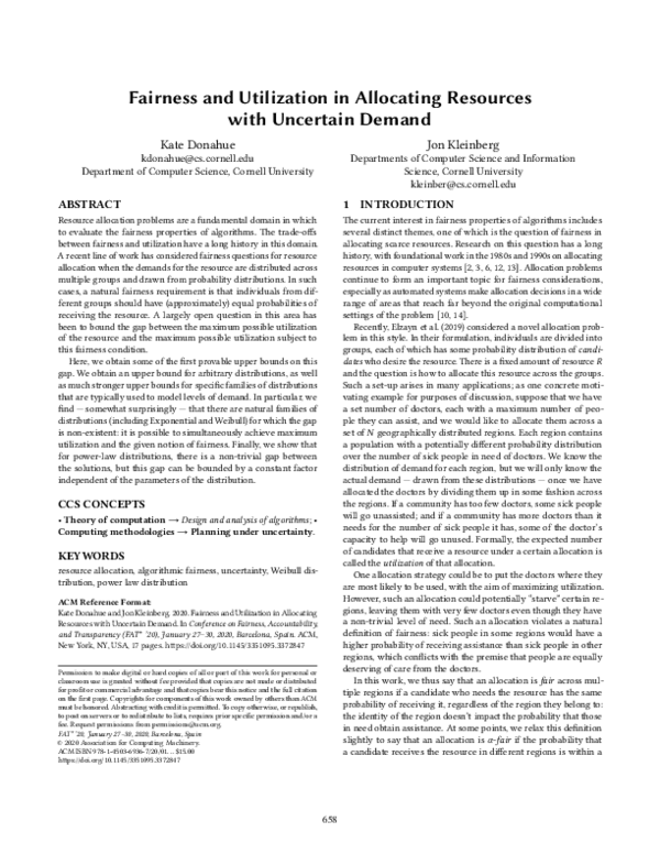 (PDF) Fairness and utilization in allocating resources with uncertain ...