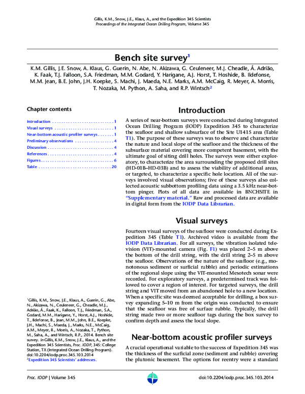 (PDF) Bench site survey