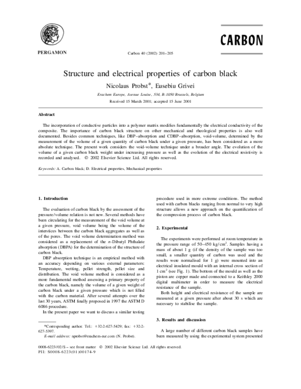 (PDF) Structure and electrical properties of carbon black