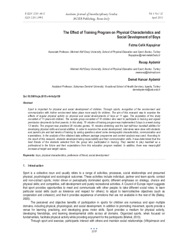 (PDF) The Effect of Training Program on Physical Characteristics and ...